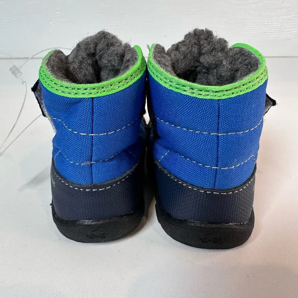 See Kai Run, Toddler Winter Boots, US Size 4 Black/Blue/Gray Insulated Fur Loop